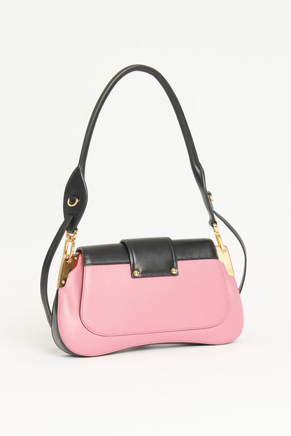 Black & Pink Leather Preowned Sidonie Two-tone Shoulder Bag