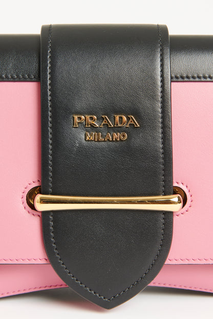 Black & Pink Leather Preowned Sidonie Two-tone Shoulder Bag
