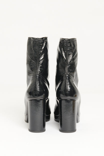 2023 Black Patent Preowned Platformed Ankle Boots