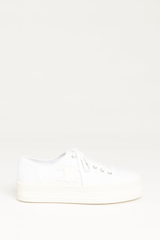 2022 White Canvas Preowned Jane Chunky Lace Up Trainers