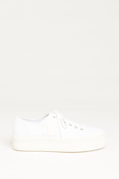 2022 White Canvas Preowned Jane Chunky Lace Up Trainers