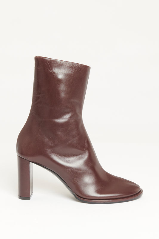 Burgundy Leather Preowned Teatime 85 Boots