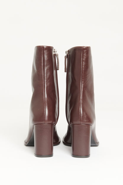 Burgundy Leather Preowned Teatime 85 Boots