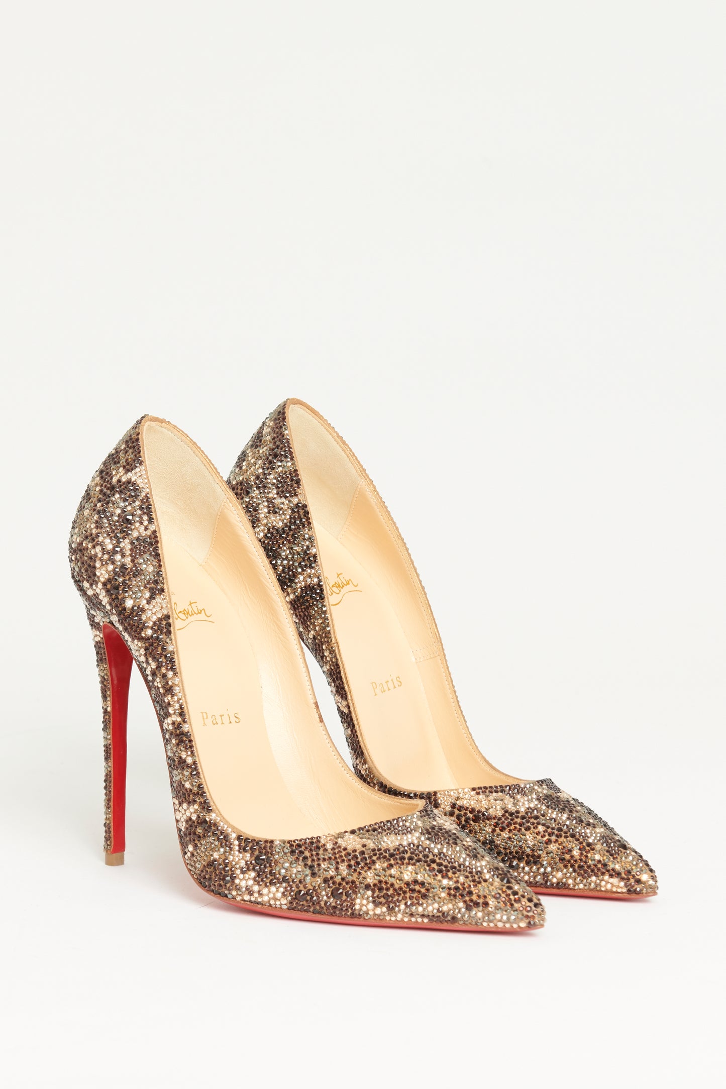 Brown Leather Preowned Leopard Strass So Kate 120 Pumps
