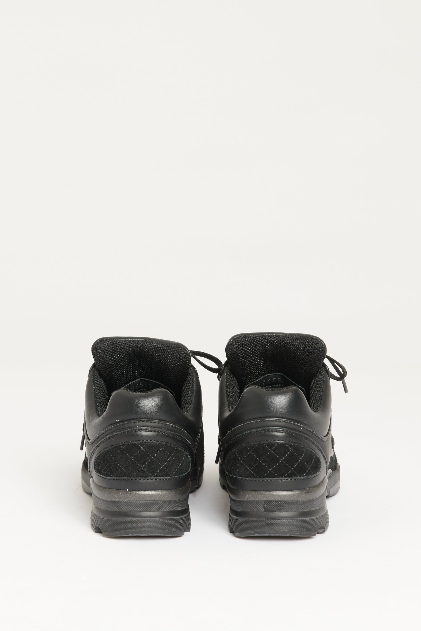 Black Leather Preowned Lace Up Trainers