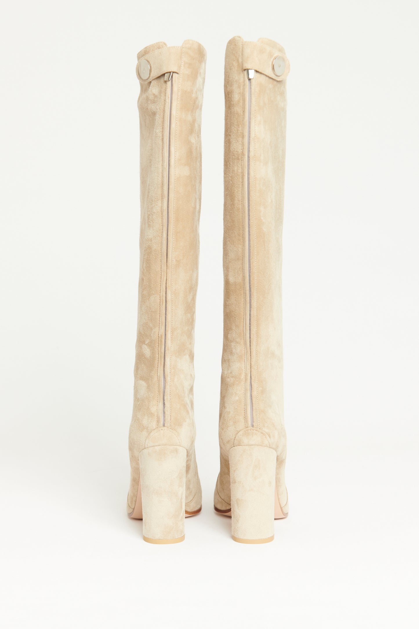 Stone Suede Preowned Knee High Boots