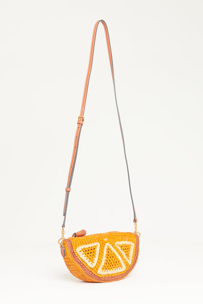 Orange Raffia Preowned Slice Crossbody Bag