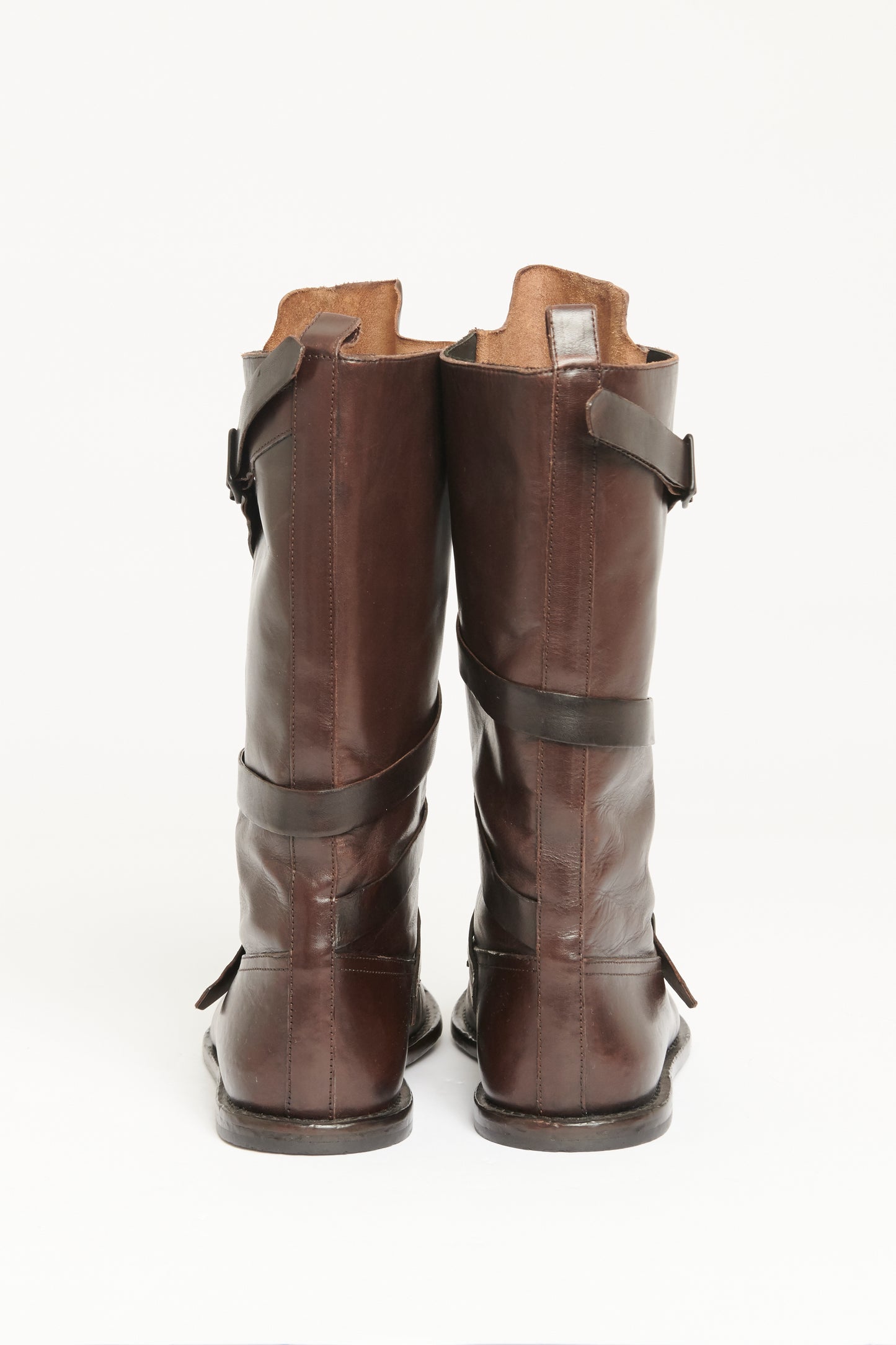 Burgundy Leather Preowned Calf Boots