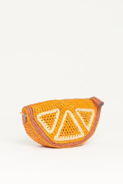 Orange Raffia Preowned Slice Crossbody Bag