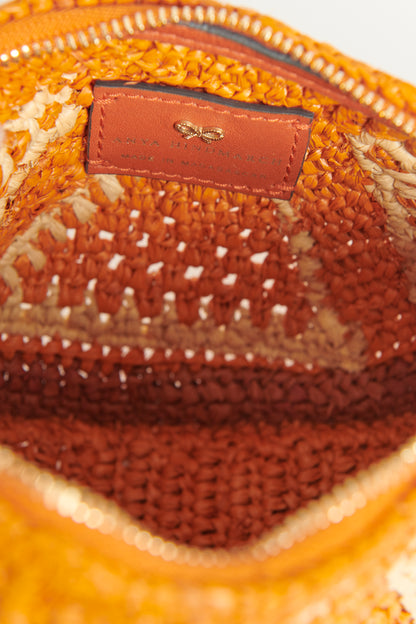 Orange Raffia Preowned Slice Crossbody Bag