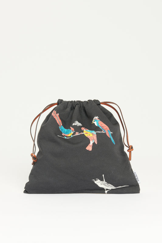 Multicoloured Cloth Preowned Printed Birds Clutch Bag