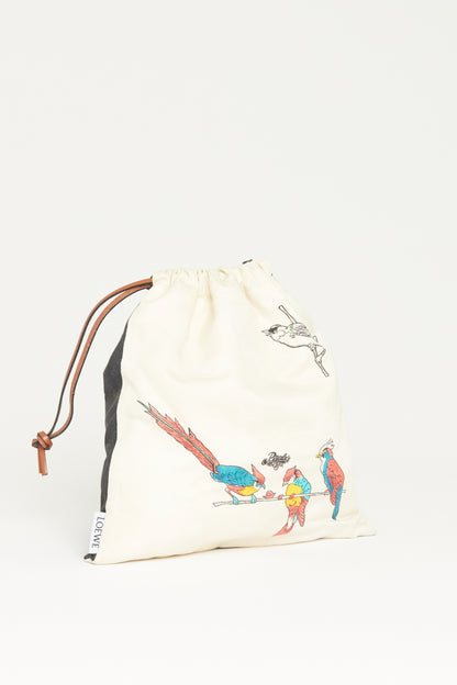 Multicoloured Cloth Preowned Printed Birds Clutch Bag