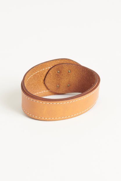 Tan Leather Preowned Wrap Around Bracelet