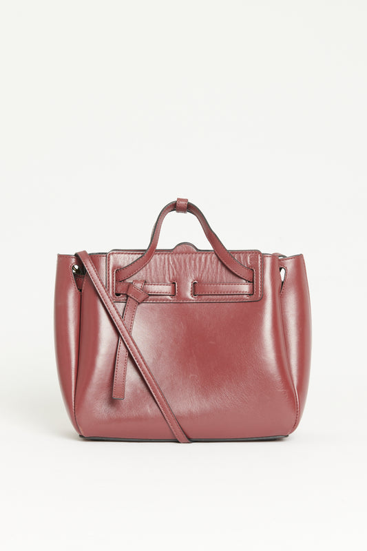 2019 Burgundy Leather Preowned Mini Lazo Tote Bag