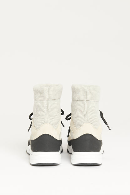 Taupe Suede & Leather Preowned Lace Up Sock Trainers