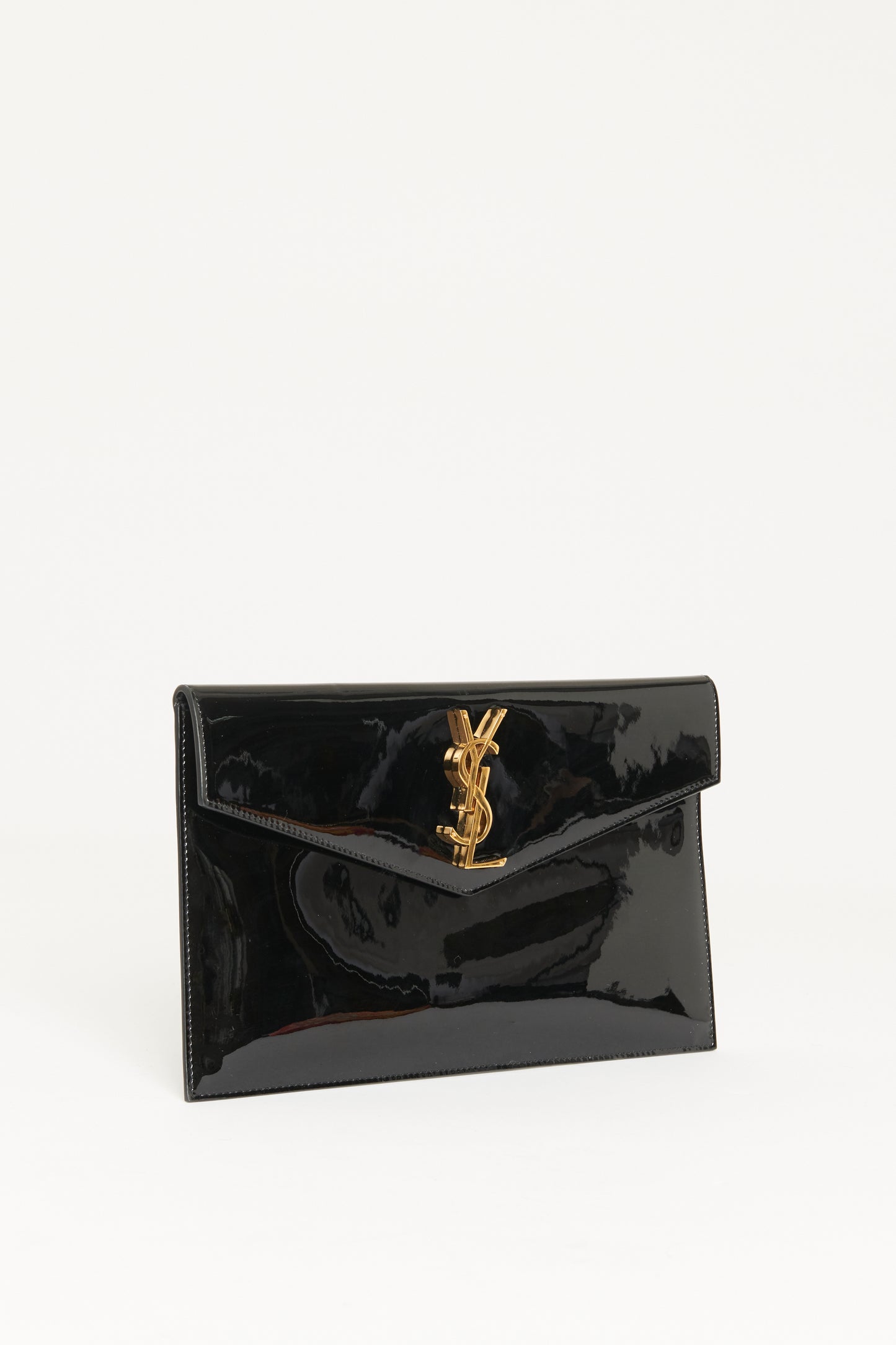 Black Patent Leather Preowned Uptown Cassandre Clutch Bag
