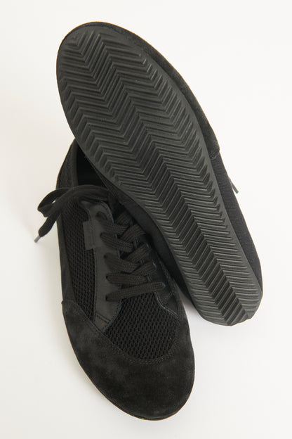 Black Canvas & Suede Preowned Bonnie Lace Up Trainers