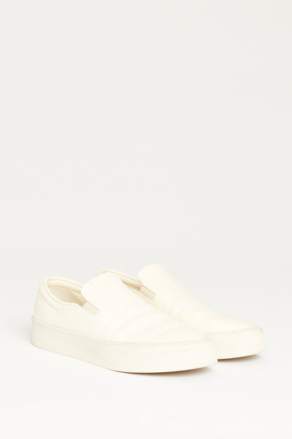Off White Leather Preowned Marie H Slip On Sneakers