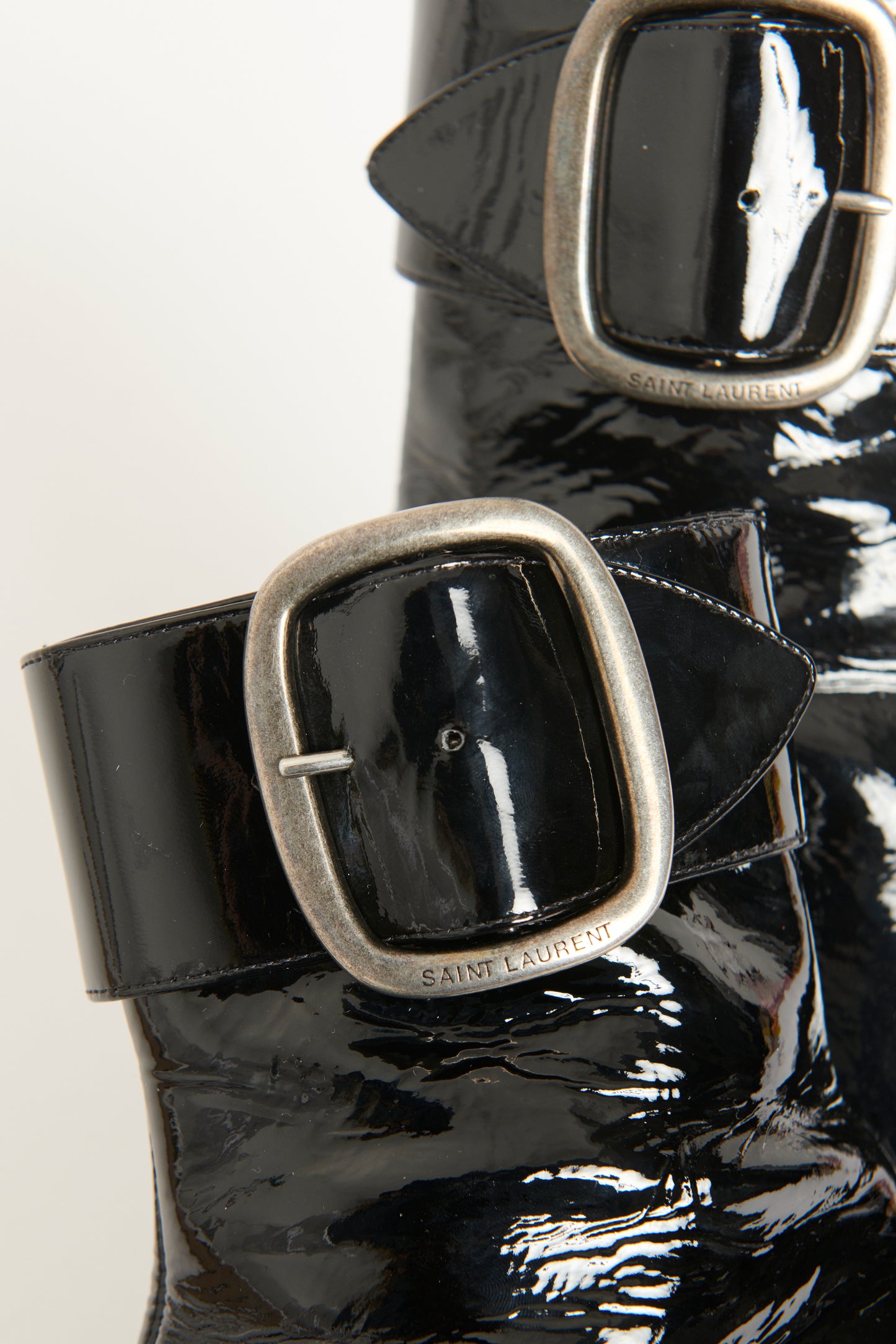 Black Patent Leather Preowned Joplin Buckle Boots