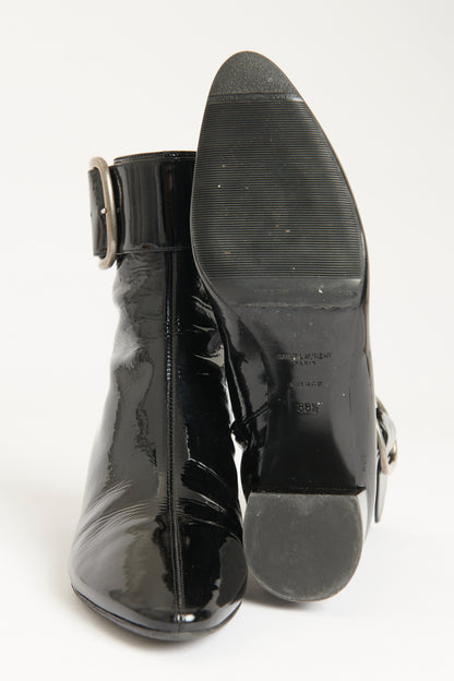 Black Patent Leather Preowned Joplin Buckle Boots