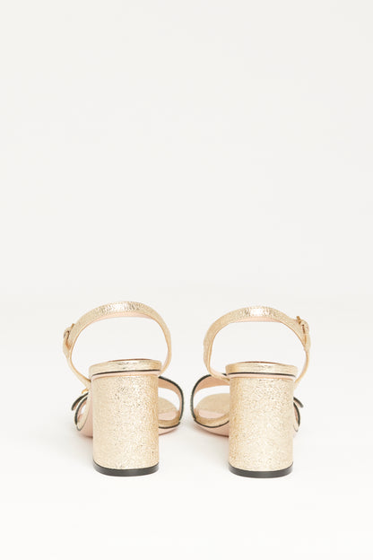 Gold Metallic Leather Preowned Marmont Sandals
