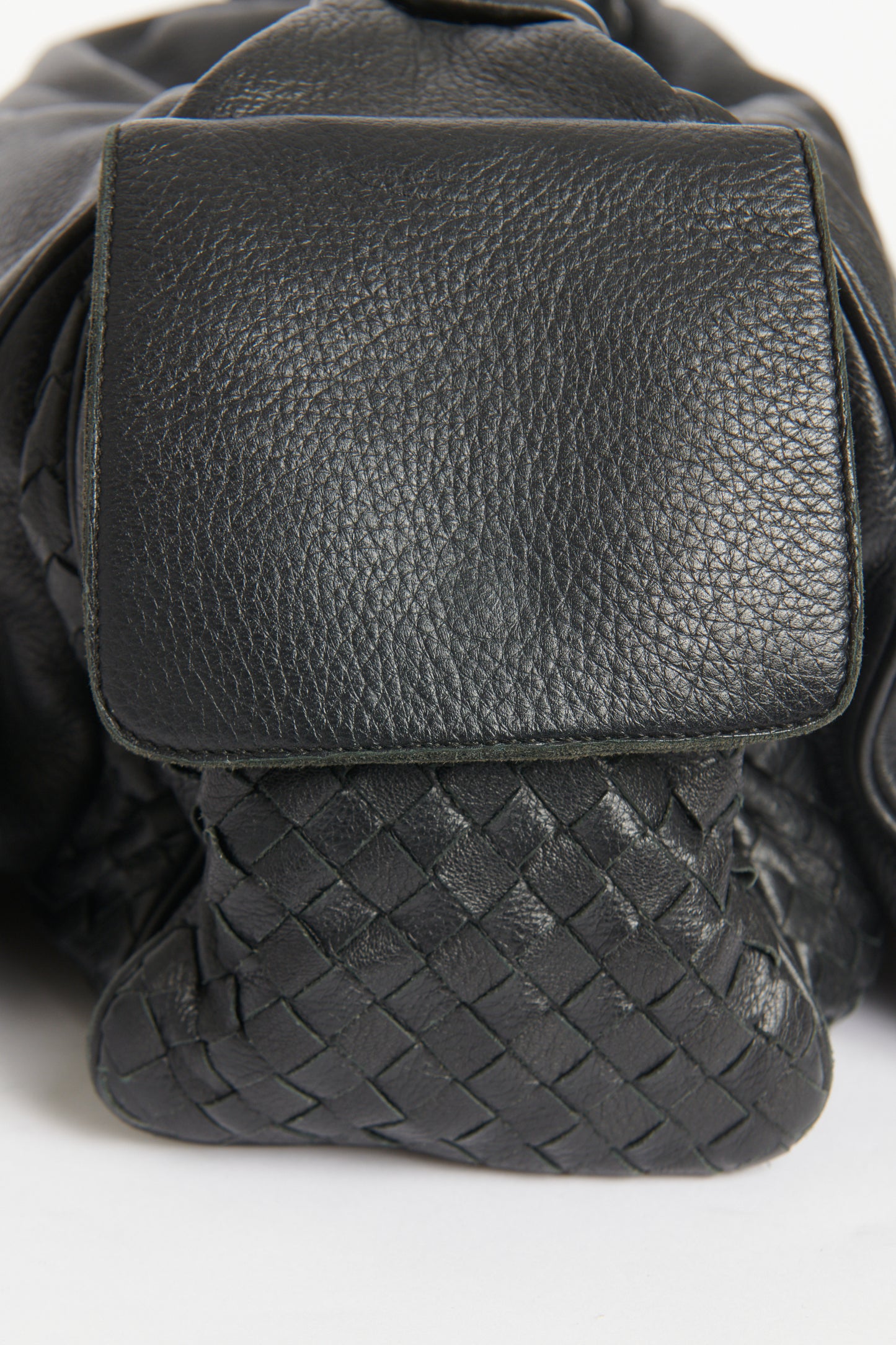 2017 Black Leather Preowned Cocker Intrecciato Hobo Shoulder Bag