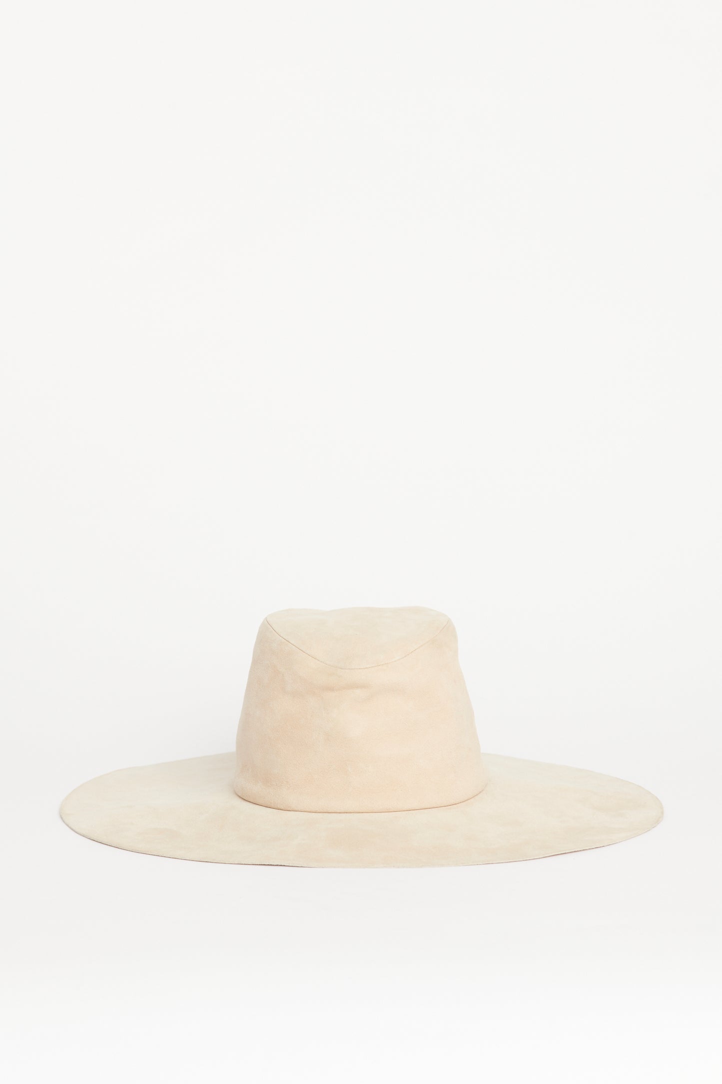 Beige Goat Suede Preowned Wide Brimmed Hat