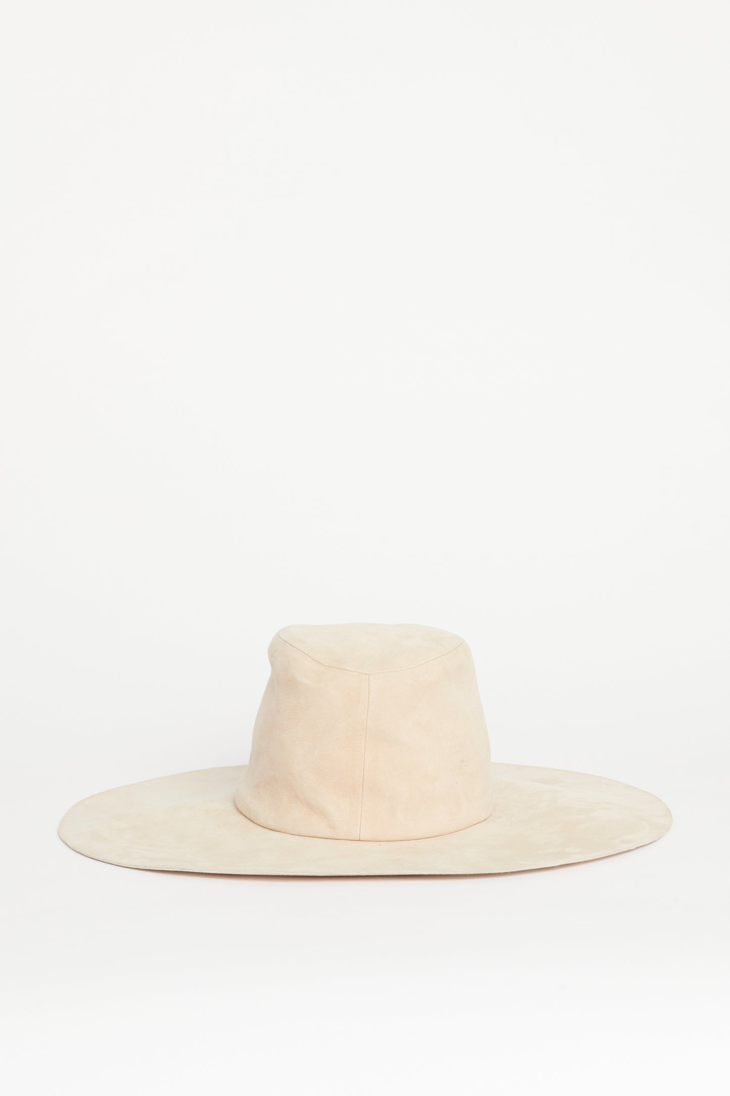 Beige Goat Suede Preowned Wide Brimmed Hat