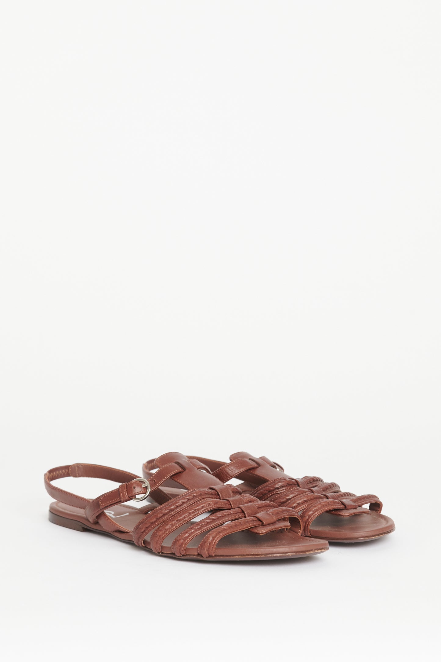 Brown Leather Preowned Gladiator Sandals