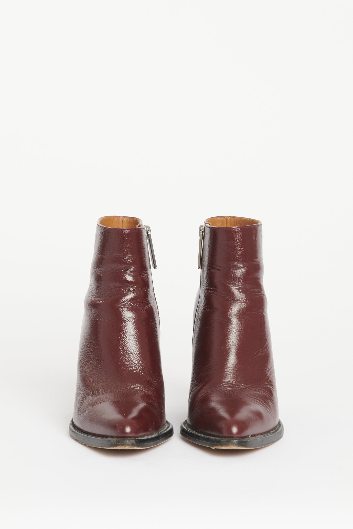 Burgundy Leather Preowned Ankle Boots