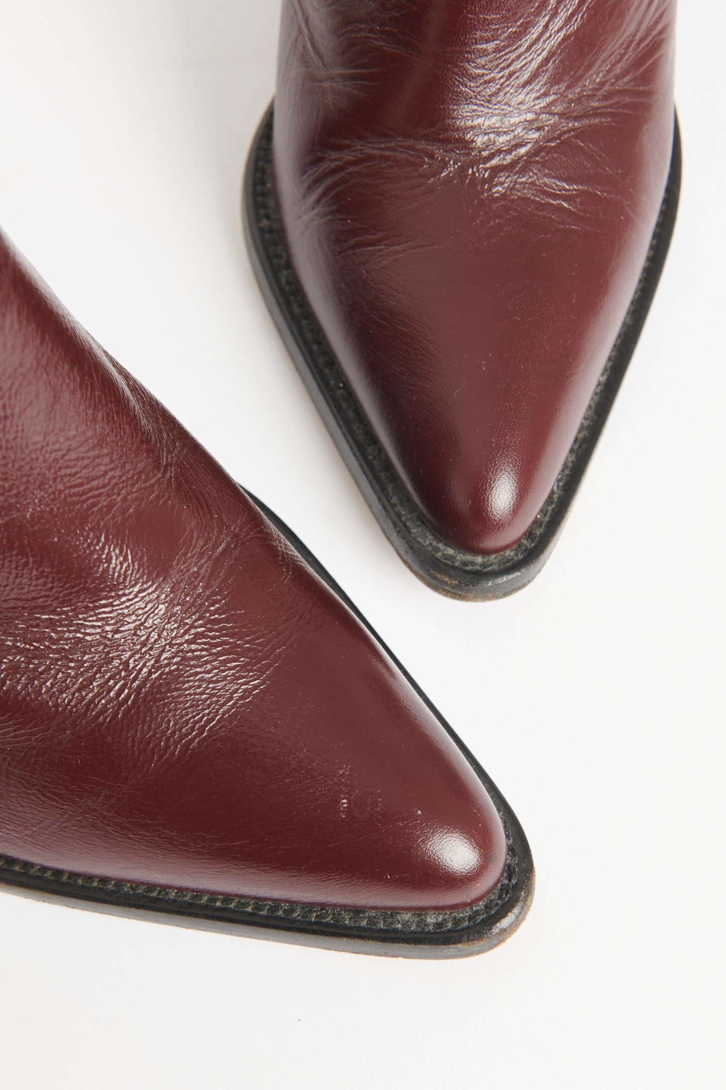 Burgundy Leather Preowned Ankle Boots