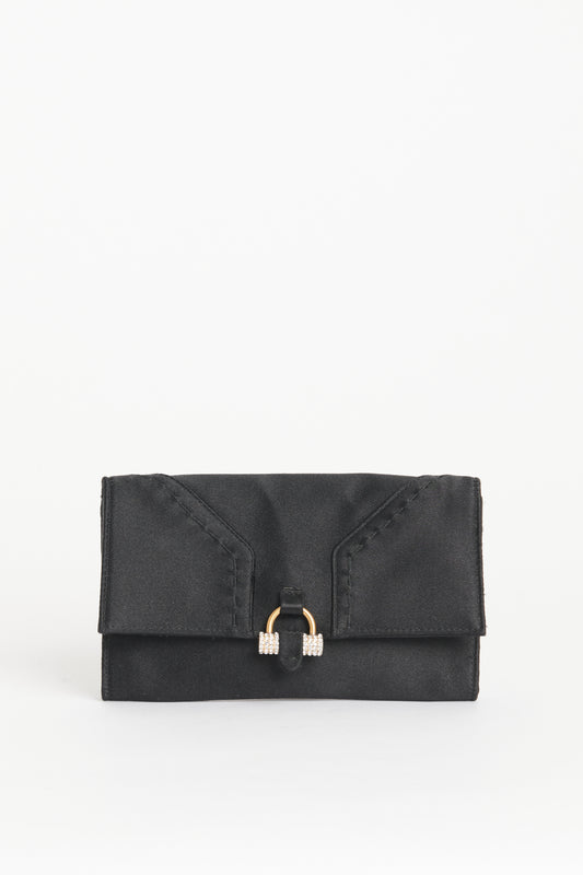 2000's Black Satin Preowned Muse Clutch Bag