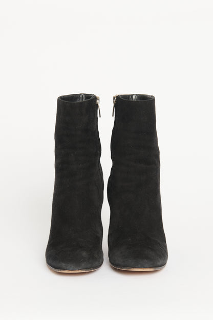 Black Suede Preowned Round Toe Heeled Boots