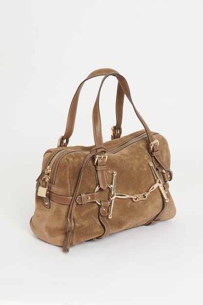 Brown Suede Preowned 16th Anniversary Boston Bag