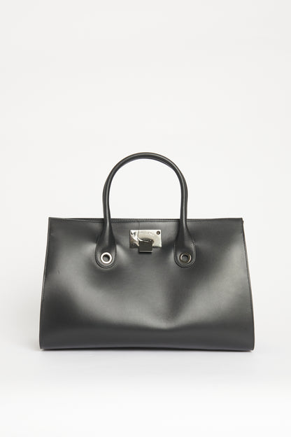 Black Leather Preowned Riley Tote Bag