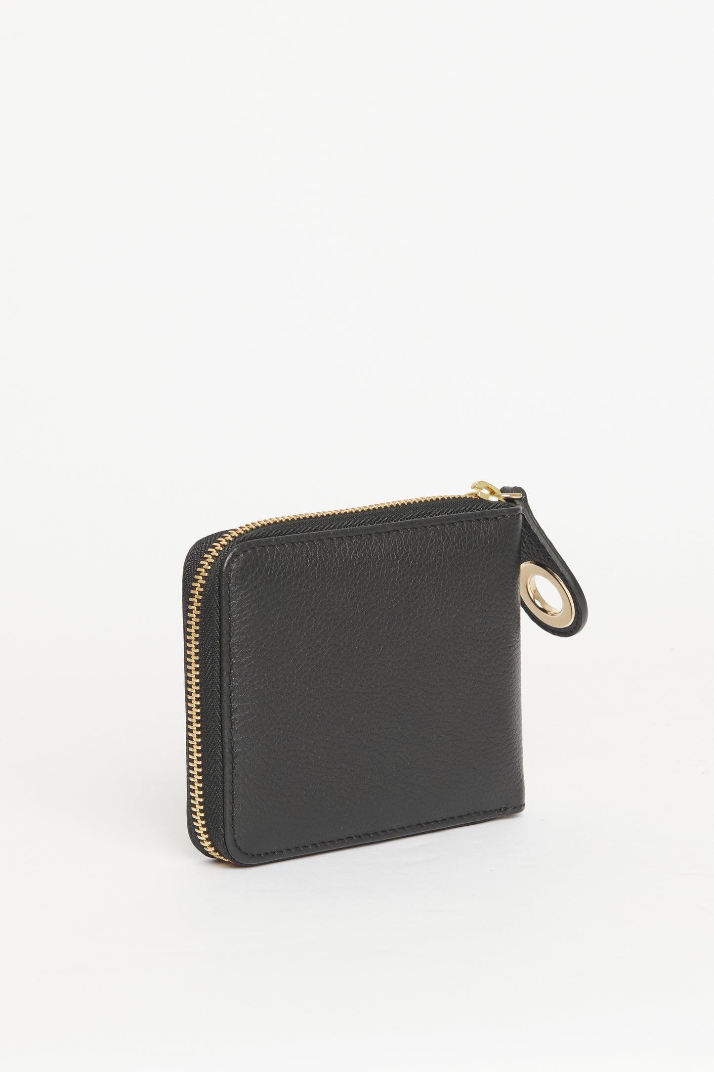 Black Leather Preowned Zip-Up Wallet