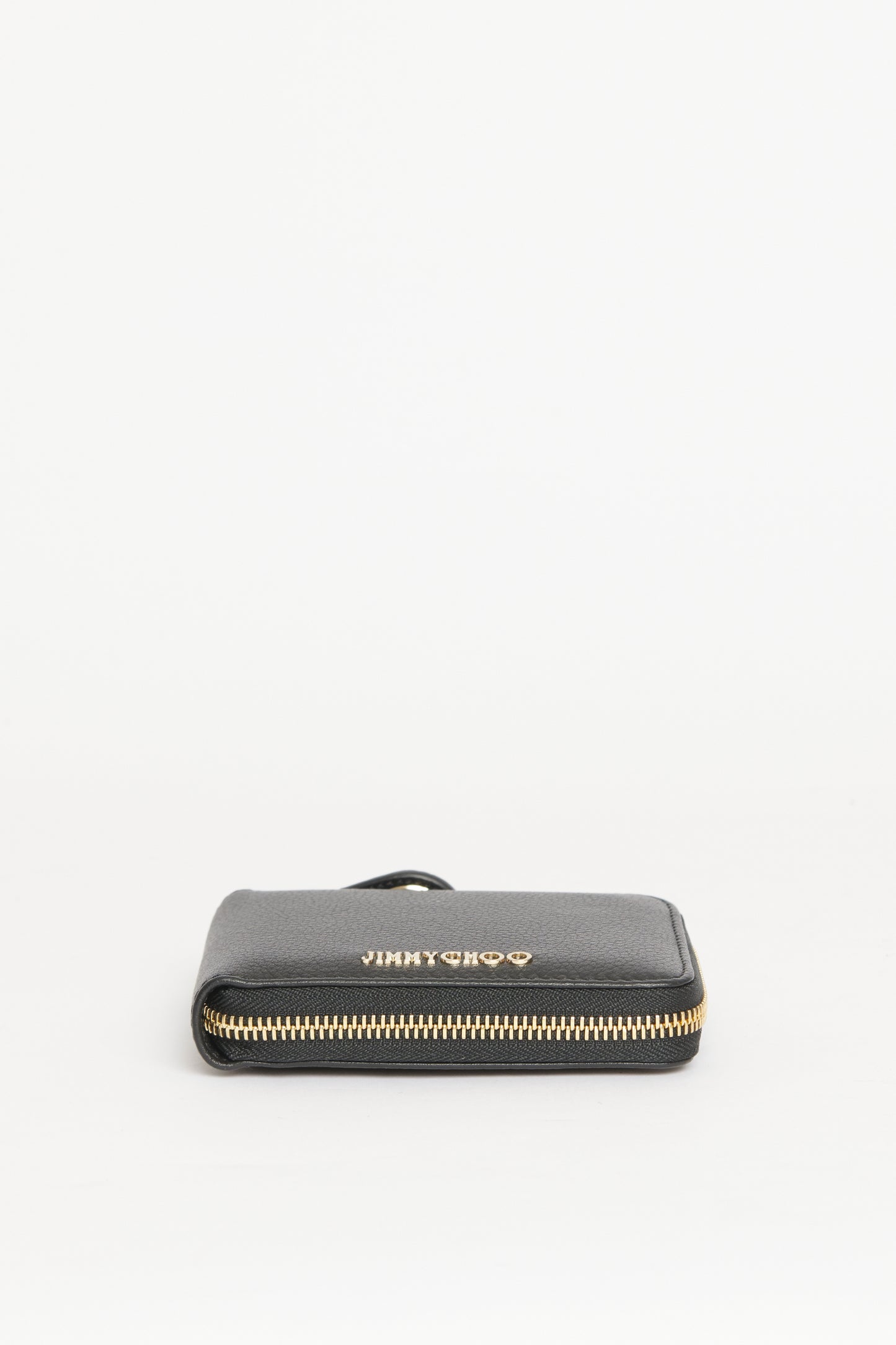 Black Leather Preowned Zip-Up Wallet