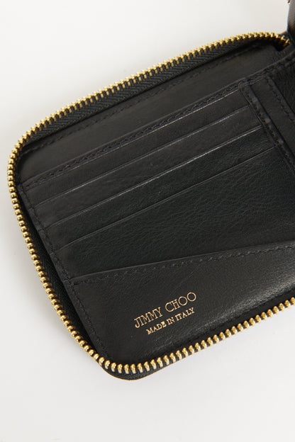 Black Leather Preowned Zip-Up Wallet