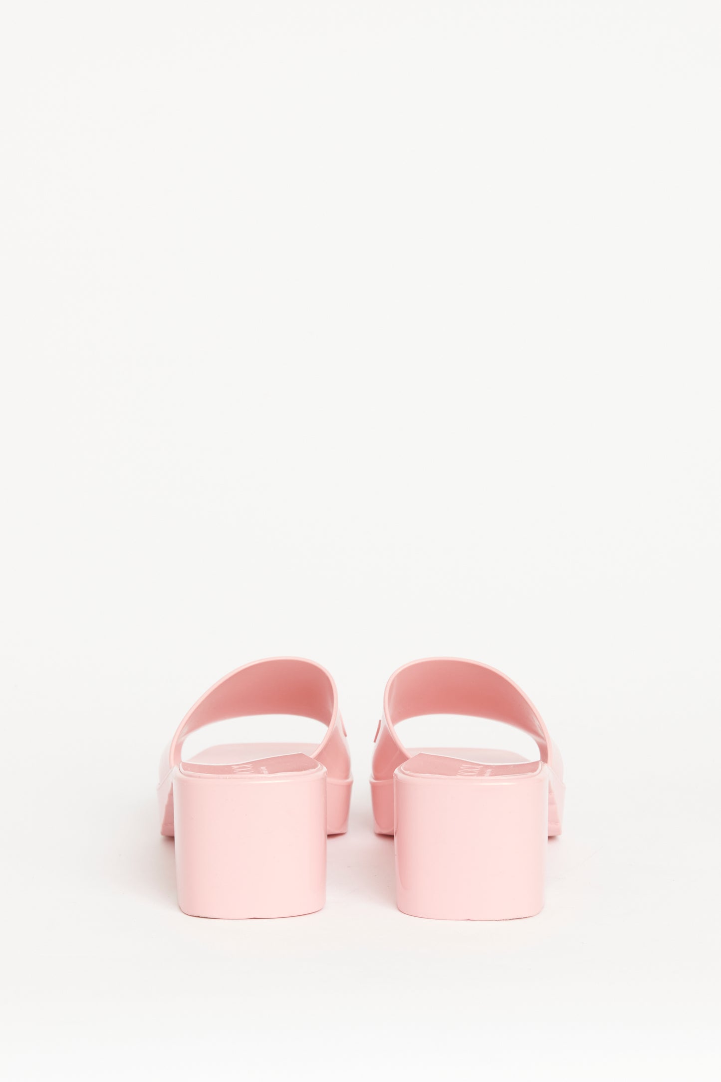 Pink Rubber Preowned Logo Slip-On Mules