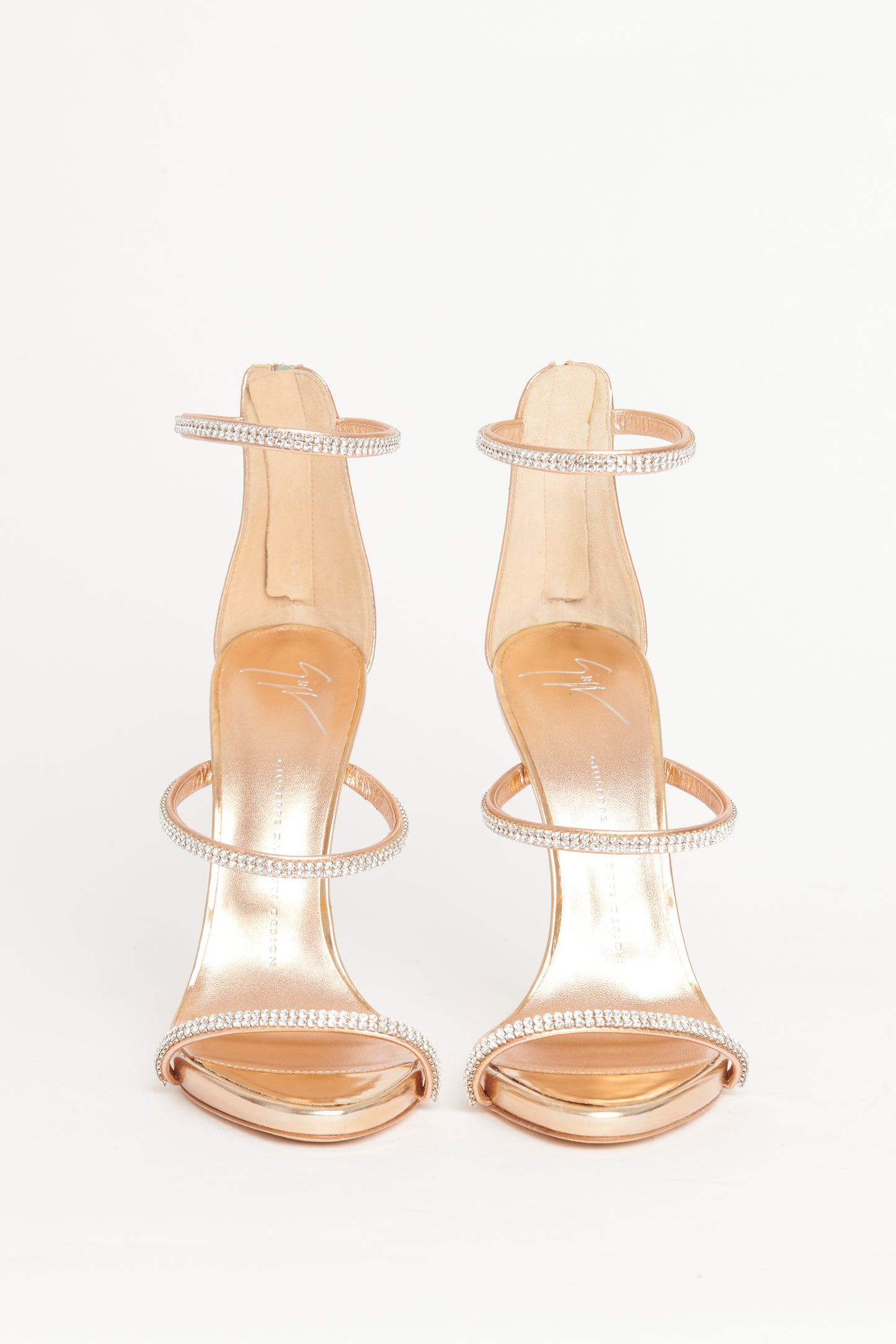 Rose Gold Preowned Coline Crystal Sandals