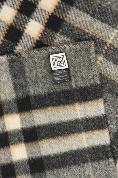 Grey Wool Check Preowned Doublé Scarf