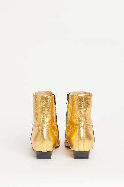 Gold Leather Preowned Marfa Ankle Boots