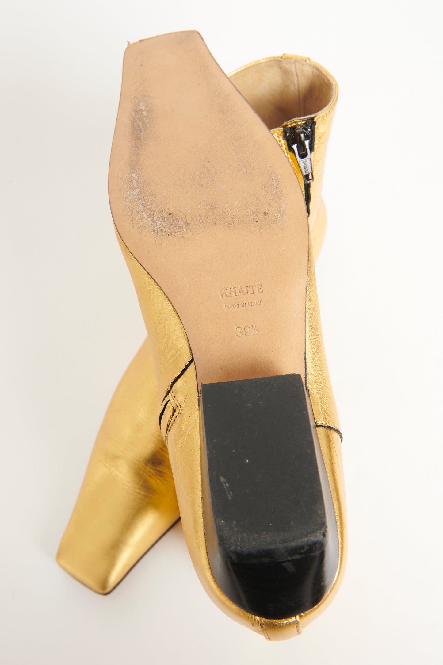 Gold Leather Preowned Marfa Ankle Boots