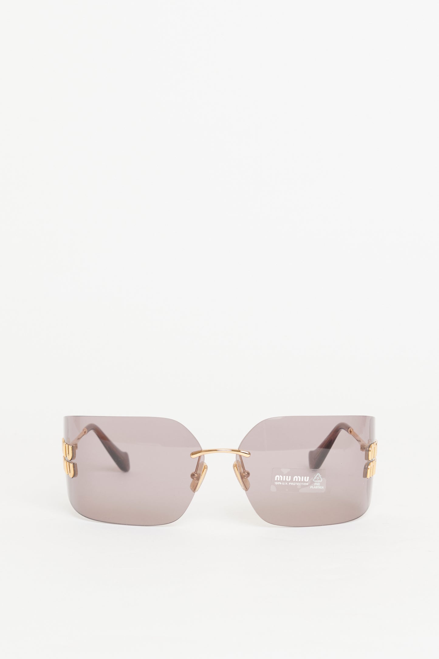 Gold Tone Metal Preowned Runway Sunglasses