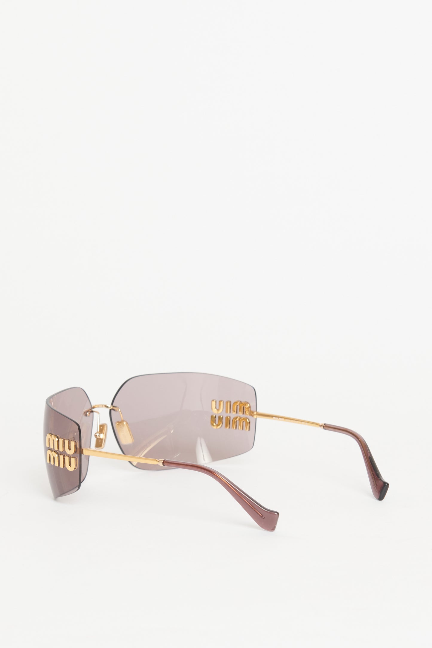 Gold Tone Metal Preowned Runway Sunglasses