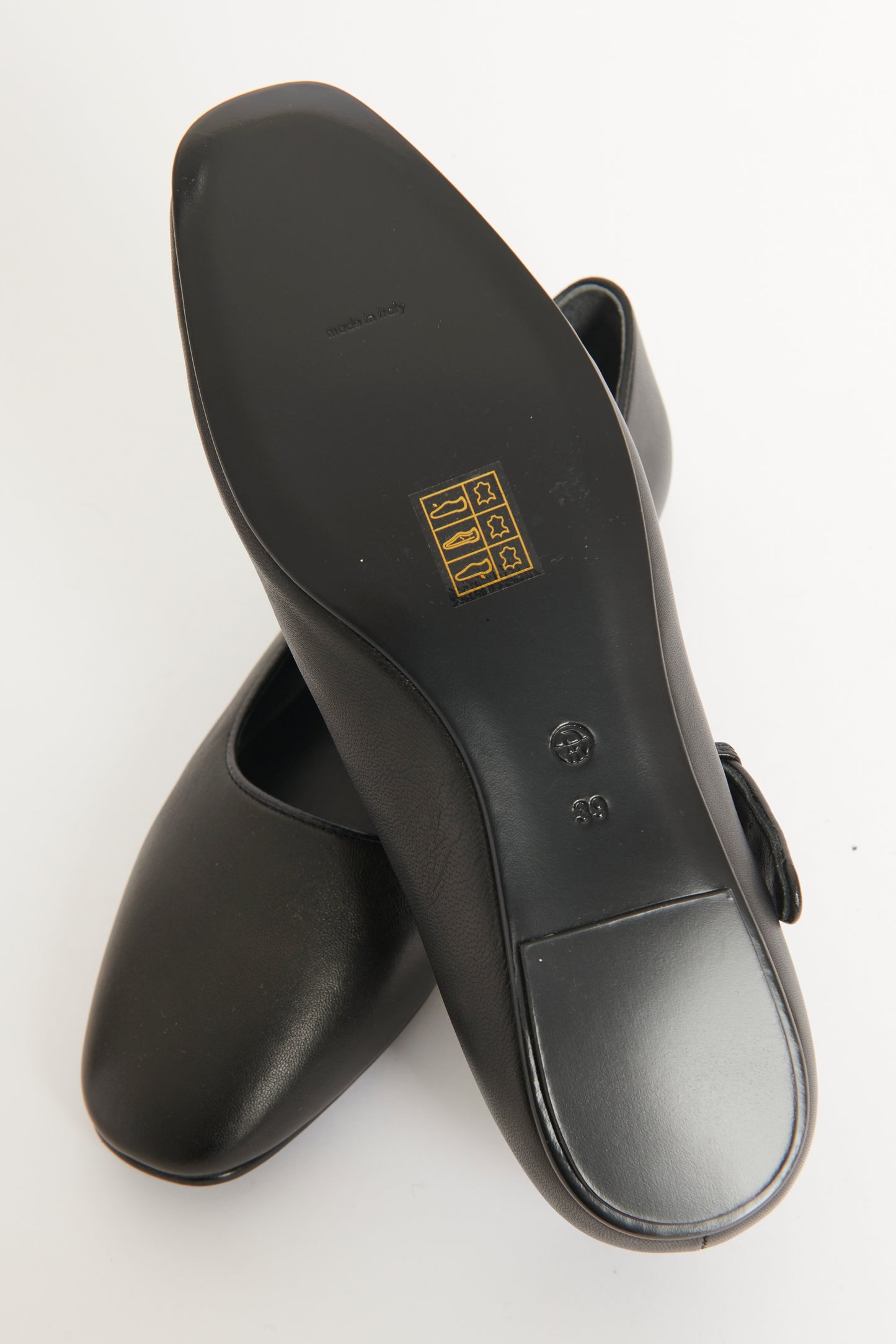 Black Leather Preowned Ava Mary Jane Ballet Flats