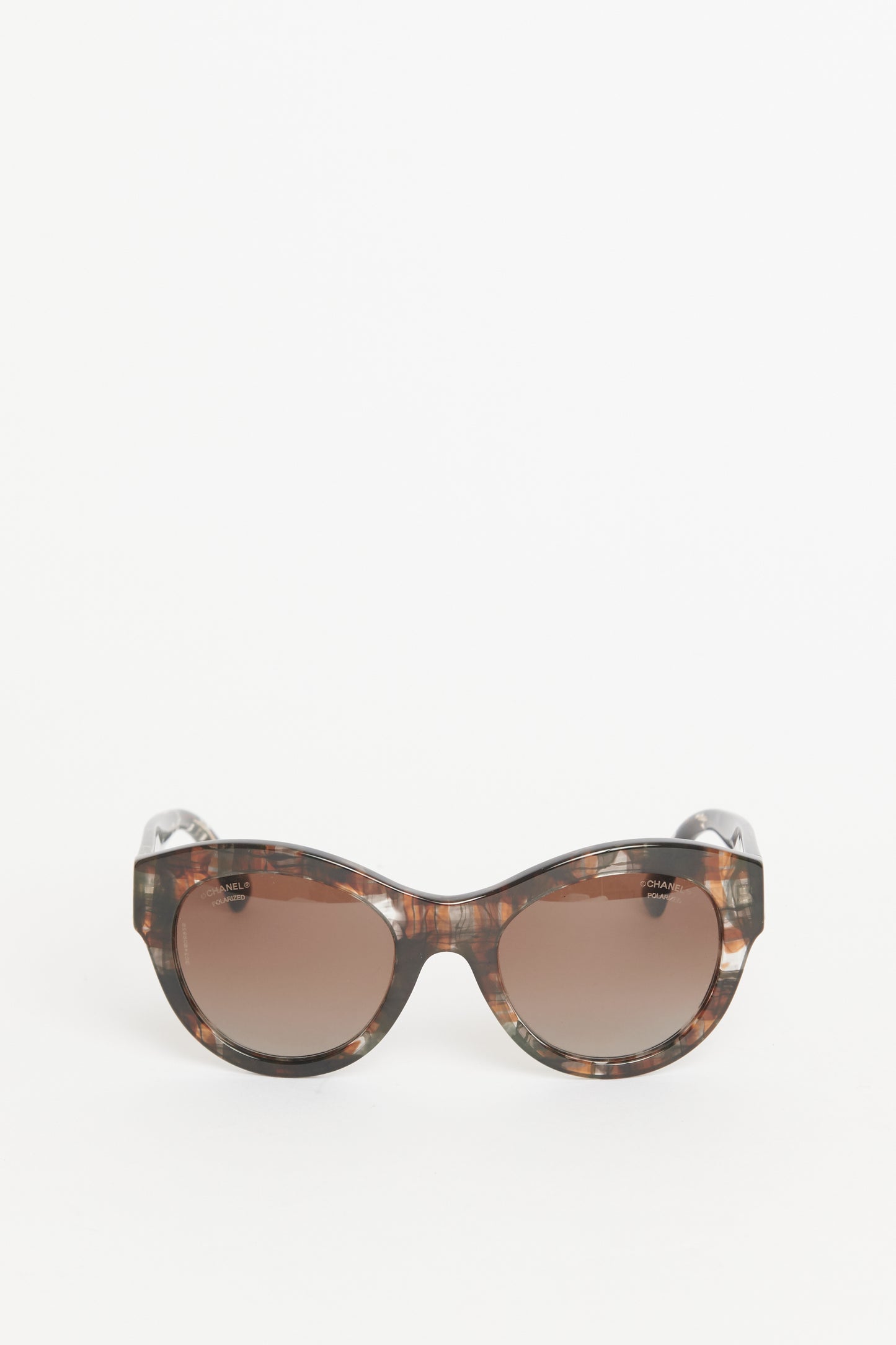 Brown Acetate Preowned Butterfly Check Sunglasses