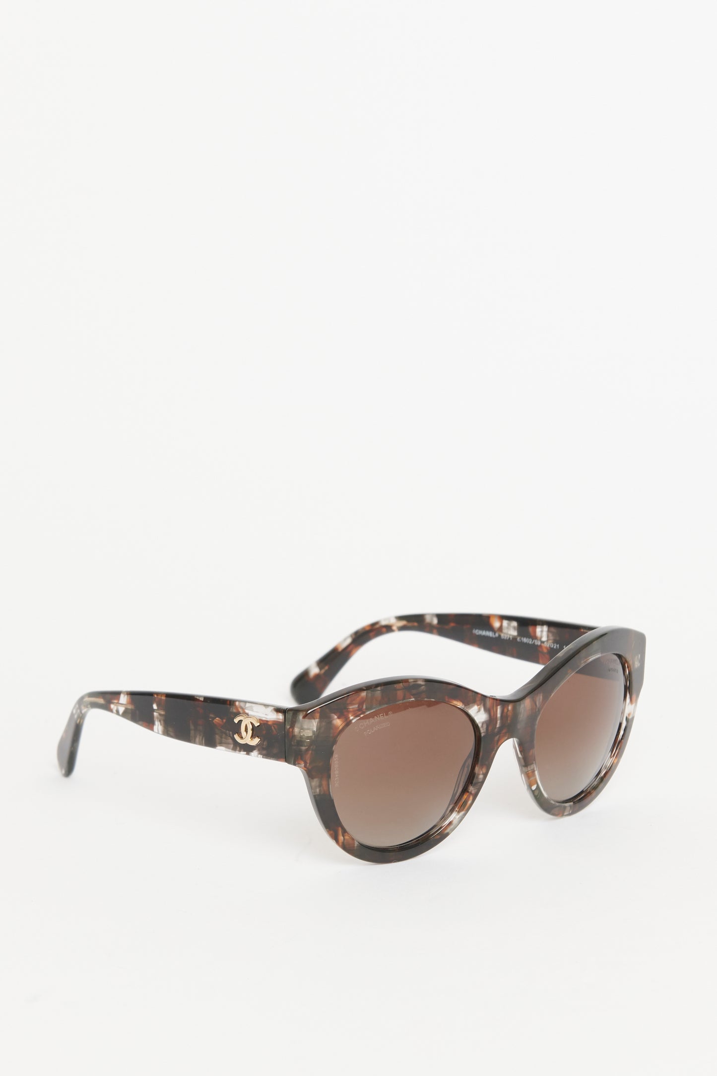 Brown Acetate Preowned Butterfly Check Sunglasses