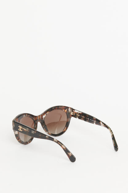 Brown Acetate Preowned Butterfly Check Sunglasses