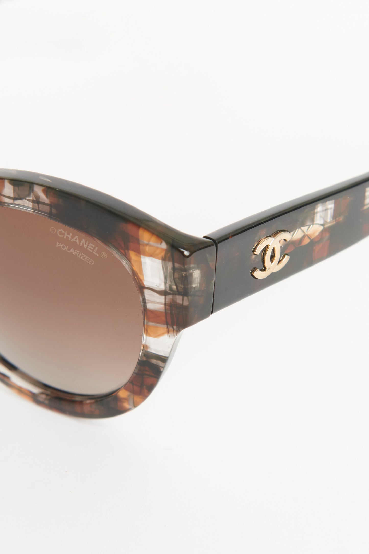 Brown Acetate Preowned Butterfly Check Sunglasses